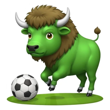 Green bison playing soccer sticker