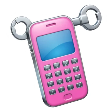 pink cellphone with a wrench sticker