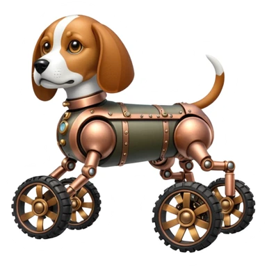 Stylish steampunk Military robotic automaton beagle dog with off-road wheels  sticker