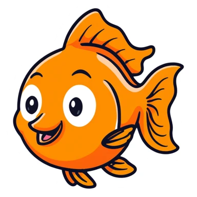 goldfish with big googly eyes and buck teeth, comical expression sticker