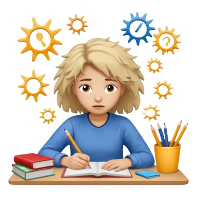 girl student doing homework looking stressed sticker