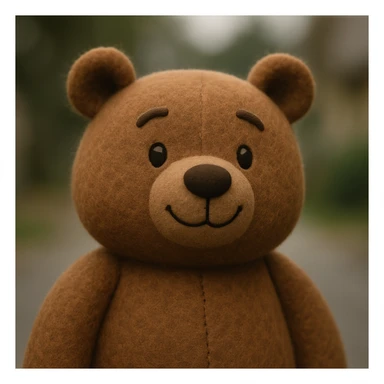 a friendly bear plush portrait, round face, cozy and inviting sticker