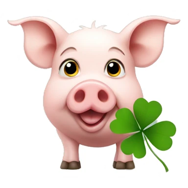 pig with four leafed clover sticker