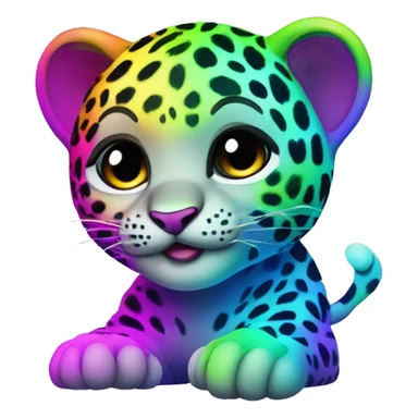 neon rainbow leopard cub sticker