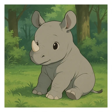 gray baby rhino sticker