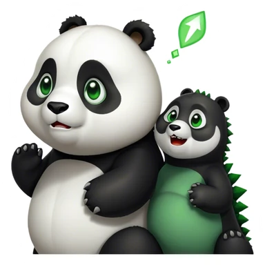 Panda looking up to Godzilla sticker