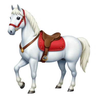 christmas new year's white horse with a red saddle sticker