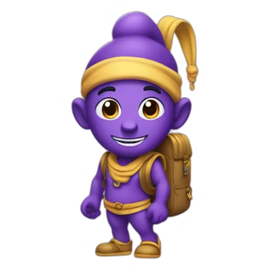 purple genie with a backpack sticker