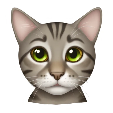 Tabby cat grey brown green eyes  sticker