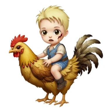 A zombie baby riding a chicken  sticker