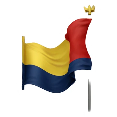 Yellow flag with red witing saying "משיח" below a navy blue crown sticker