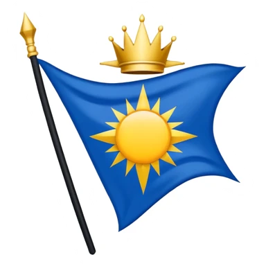 Bandera con la franja superior azul rey y la inferior negra con un sol en el centro y en el medio del sol un rayo blanco sticker