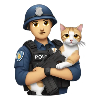 Anti-terrorism police with cats in their arms sticker