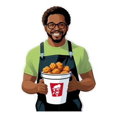 african american man holding kfc sticker