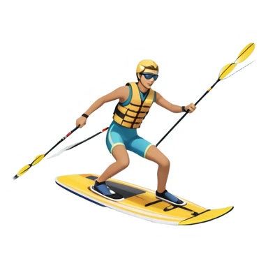 A humanless icon showing a pair of water skis skimming across the surface of a lake, with a skier in motion. The design includes a wake behind the skier, splashing water, and the sun reflecting on the water. Transparent background highlights the speed and thrill of water skiing. sticker