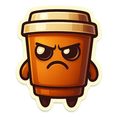 Tall coffee cup, annoyed, disturbed sticker