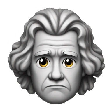 Sad round Emoji icon of beethoven sticker