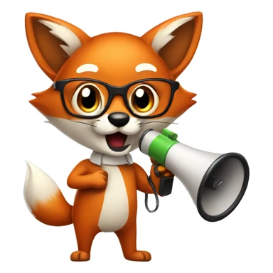 A cute fox wearing glasses and holding a megaphone sticker