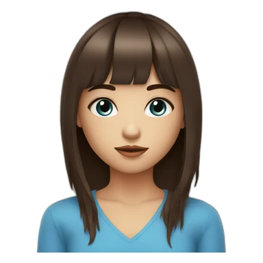 Fille aux yeux bleu brune avec une frange sticker