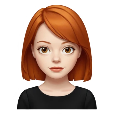 Emma Stone, orange brown hair, black dress sticker