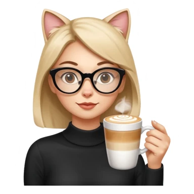 Woman with cat-eye glasses sipping latte sticker