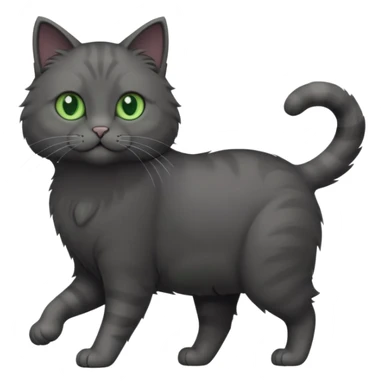 full body solid dark grey cat with green eyes, white paws and white whiskers walking sticker