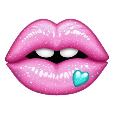 Pastel pink kiss mark glittery sticker
