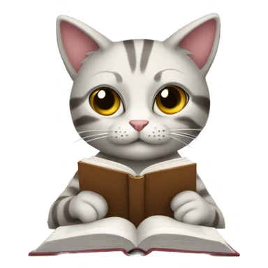 cat drinking a coffee and reading a book sticker