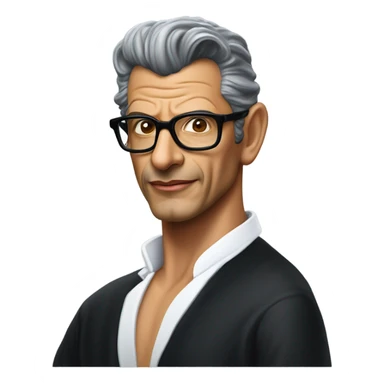 Jeff Goldblum sexy side pose with open black shirt wearing a Santa hat sticker
