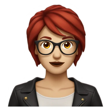 caucasian female rock star with short dark red hair and glasses sticker
