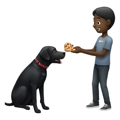black lab getting a treat sticker