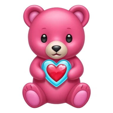 Oso gummy color aguamarina corazón rosa sticker
