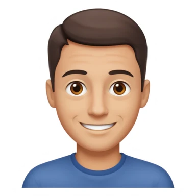 clean shaven, short hair, brown eyes, no glasses, medium skin, fun smiling man sticker