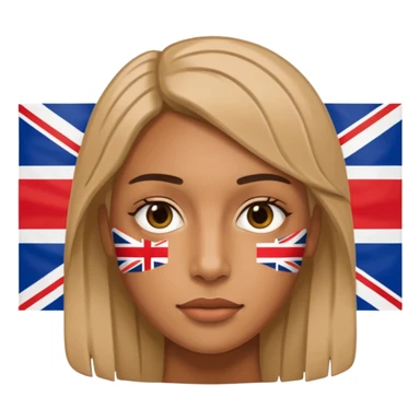 half of a human face mixed with uk flag accurate sticker