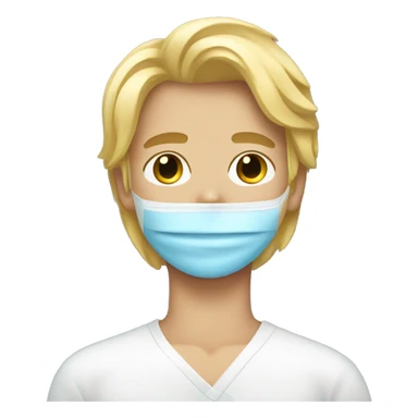 A teenage boy with blonde hair with a middle part and with a spa mask on sticker