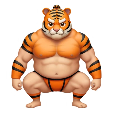 Tiger sumo wrestler with topknot sticker