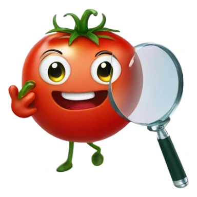 happy tomato with magnifying glass in hand sticker