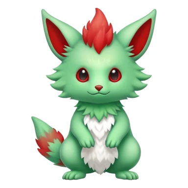 Kawaii Cute Edgy Green Red ethereal Fionbri-Vernid-Trico-animal-creature full body sticker