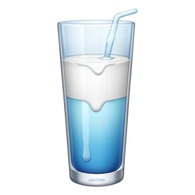 the drink is white, the glass is narrow and tall and There is only white liquid inside,photo realistic sticker