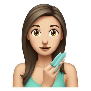 White girl brunette Side eye checking nails  sticker