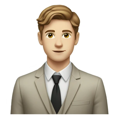 Young men with white skin and brown hair in formal portrait in nature sticker