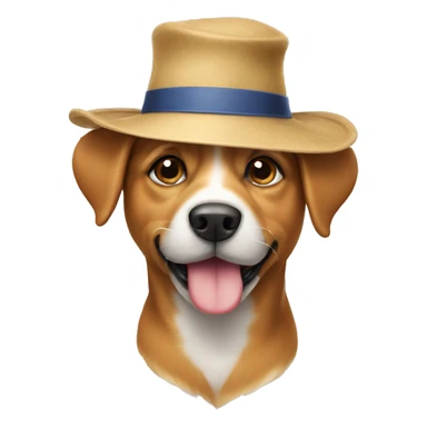 a dog with a hat sticker