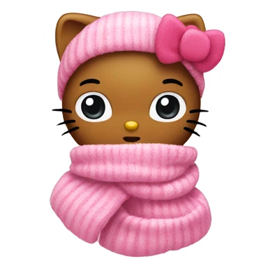 Hello kitty wearing a pink muffler sticker