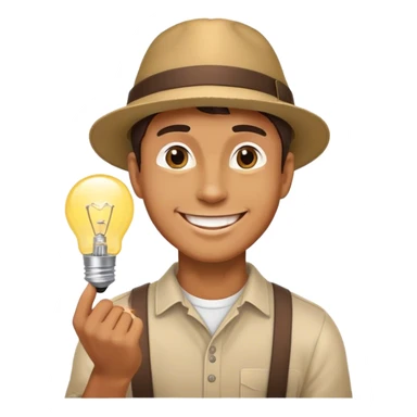 man with bulb happy sticker