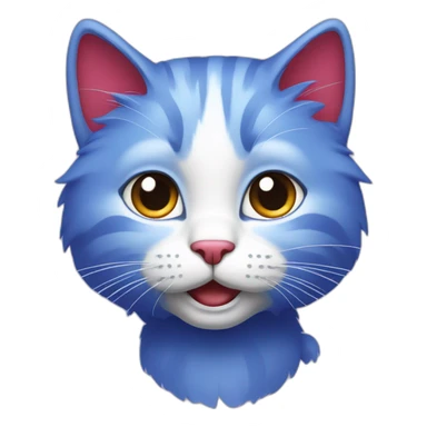 cat bleu avec des cheveux rouge et violet sticker