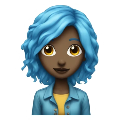 blue haired girl with buttons for eyes sticker