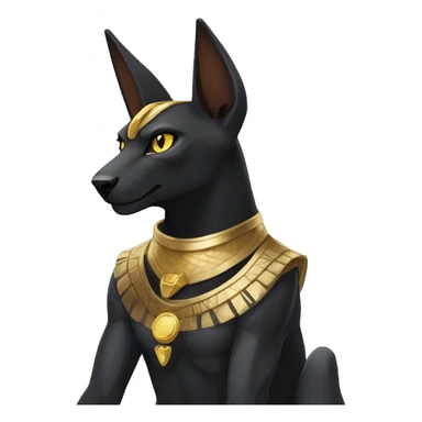 Black Egyptian Anubis-Lucario-Litten-Cat. Golden Anubis-Rings and yellow markings. Full body sticker
