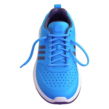 blue running shoe emoji, cartoonish 3D emoji style, white sole, top view sticker