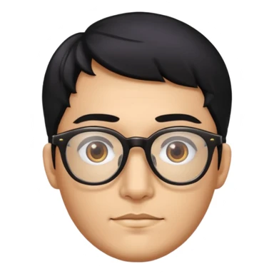 make a guy from portugal that has glasses and has a good jawline and a little masculine and black hair that spreads to the sides and make him glossy and shiny sticker