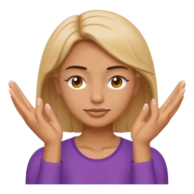 Minimal emoji of a woman performing face yoga, both hands placed on the face, fingers pressing and lifting facial muscles, clear hand-on-face exercise movement, simple wellness icon style, no beauty or medical elements

 sticker